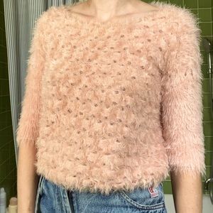 GUESS Cropped Pink Sweater